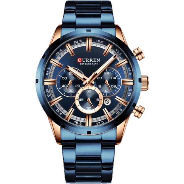Relógio Cronógrafo Curren - Você no controle do seu tempo em até 12 x de R$ 26,09 Gold Blue 