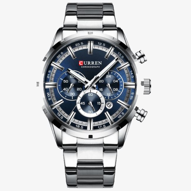 Relógio Cronógrafo Curren - Você no controle do seu tempo em até 12 x de R$ 26,09 Silver Blue 