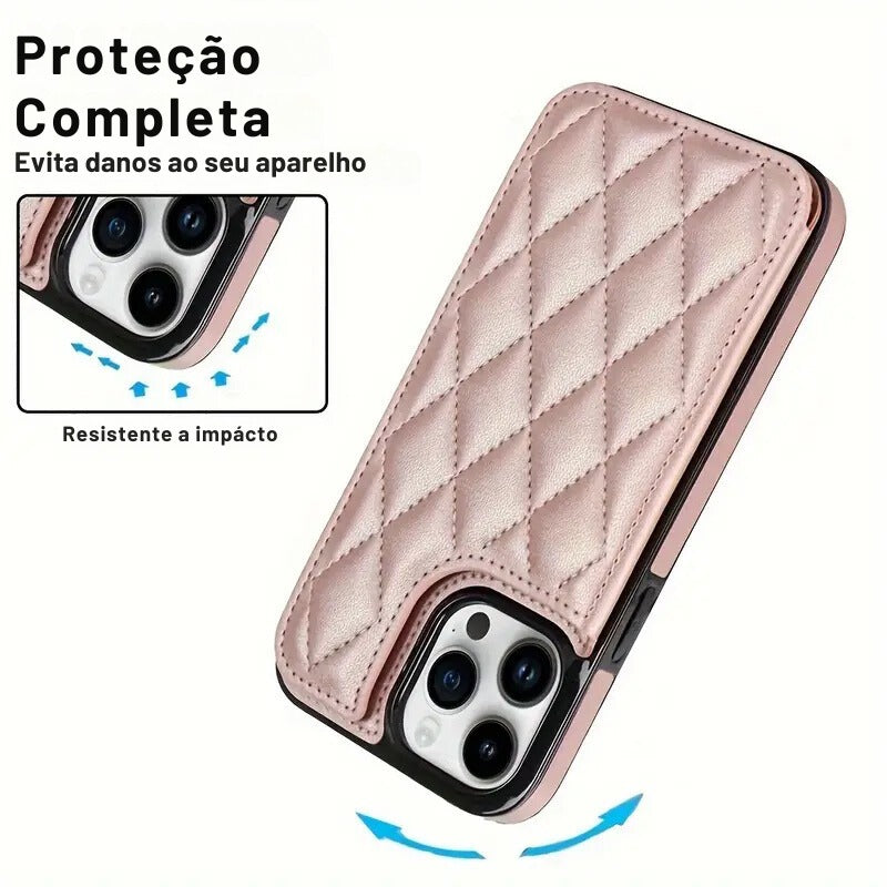 Case Carteira de couro para Iphone Puff