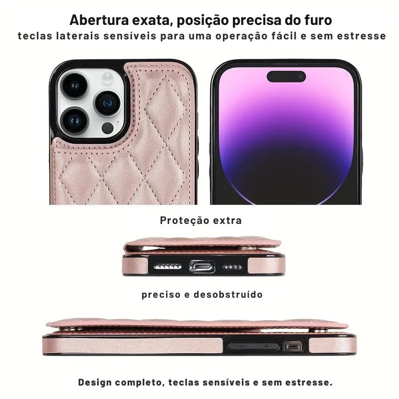 Case Carteira de couro para Iphone Puff