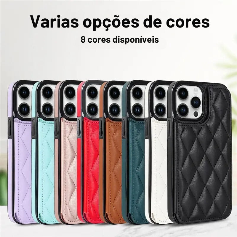 Case Carteira de couro para Iphone Puff