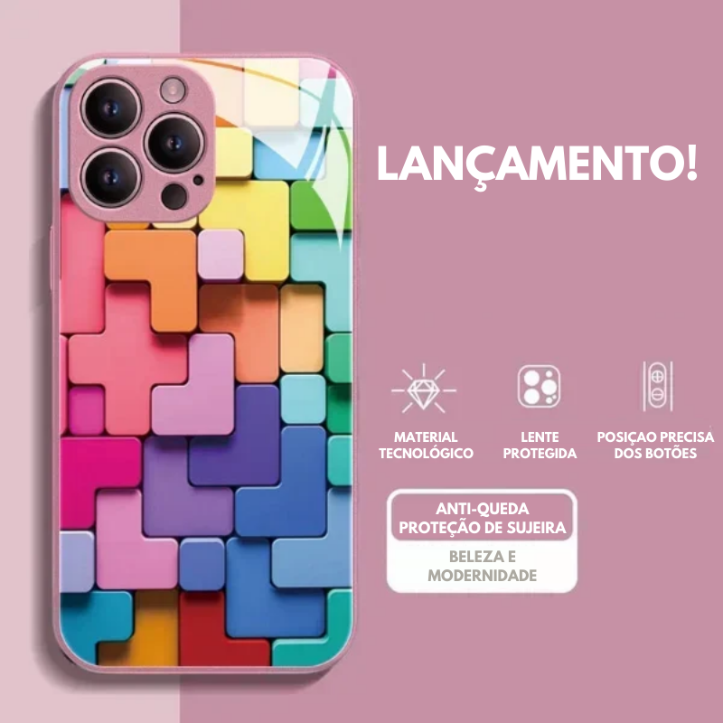 Capa de vidro plana 3D quadrada para iPhone do X até 15 pro max