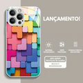 Capa de vidro plana 3D quadrada para iPhone do X até 15 pro max