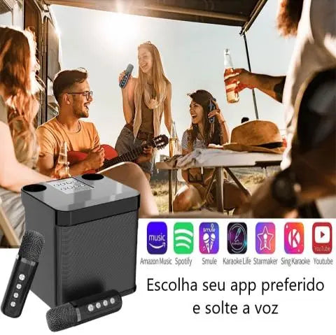 Karaokê Mbox Portátil - Dois microfones sem fio - EisenShop