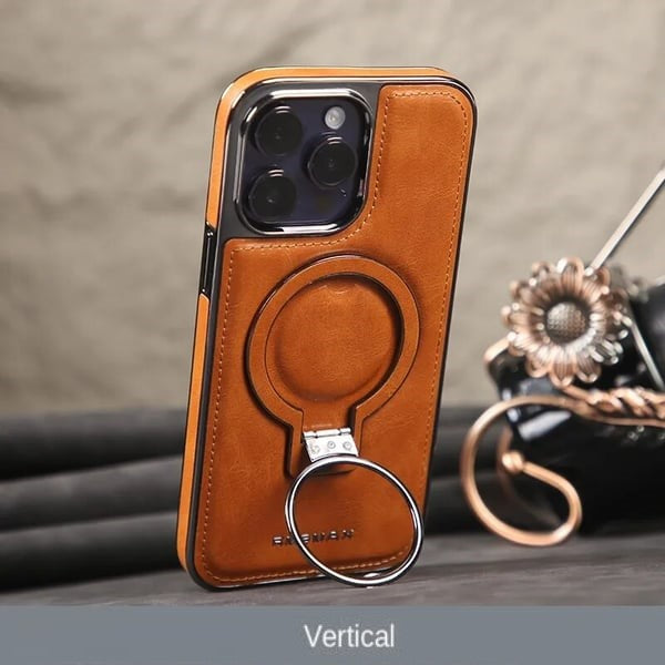 Case de Couro Luxuosa com Suporte Invisível para Celular