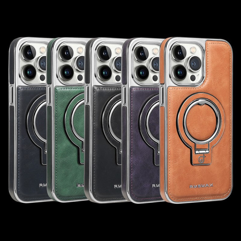 Case de Couro Luxuosa com Suporte Invisível para Celular