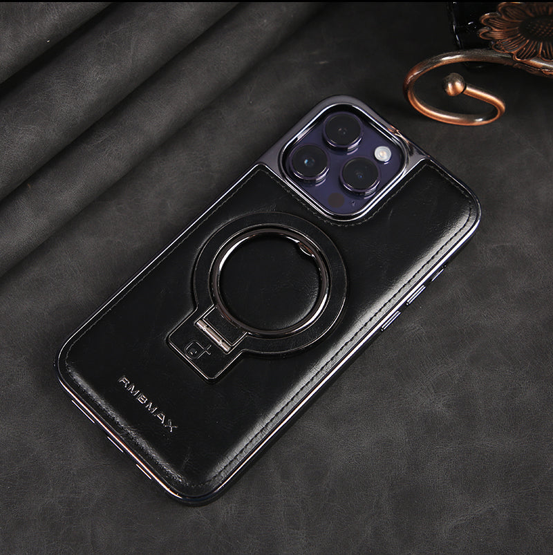 Case de Couro Luxuosa com Suporte Invisível para Celular