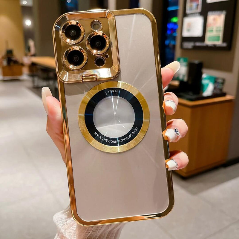 Capa magnética para iPhone com suporte para lente