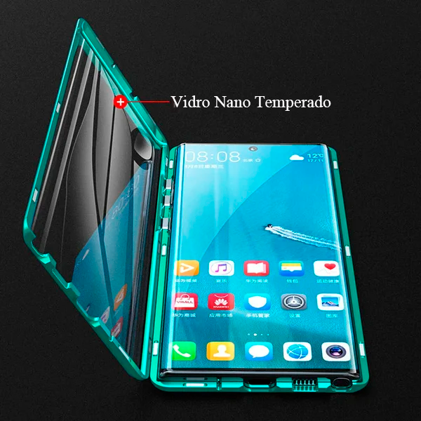 Capa de telefone dupla face de vidro temperado magnético para Samsung